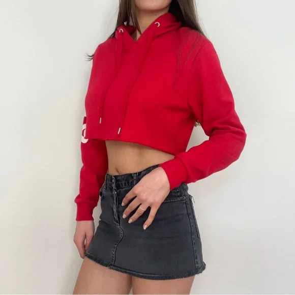 FILA heritage red cropped spell out hoodie, Size S ❤️ - Picture 4 of 5